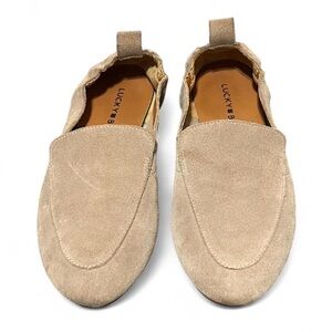 Lucky Brand Morissie Women’s  Beige Suede Leather Slip-Ons Shoes. Size 6